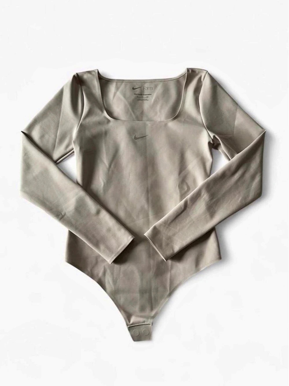 Nike Form Long Sleeve Square Neck Bodysuit Cream S NWOT